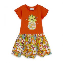 Prévente - Summer Festival - Robe orange avec jupe imprimée