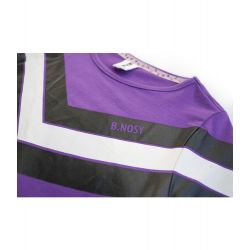 B.Checked - T-shirt purple rayures en V