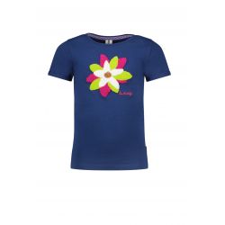B.Belle - T-shirt lake blue avec appliqué fleur