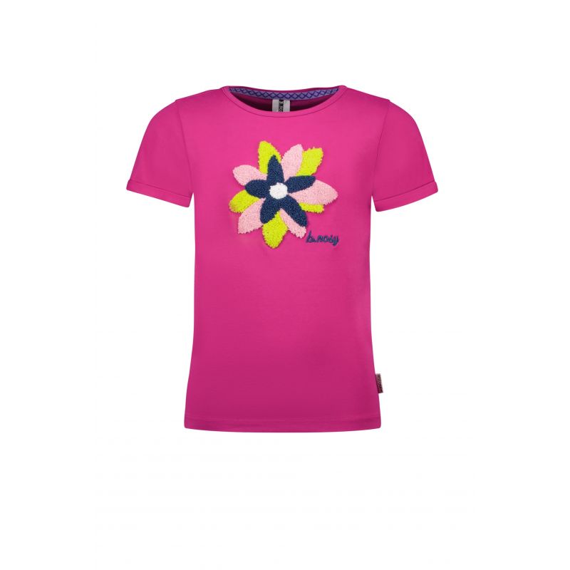 B.Belle - T-shirt festival fuschia avec appliqué fleur