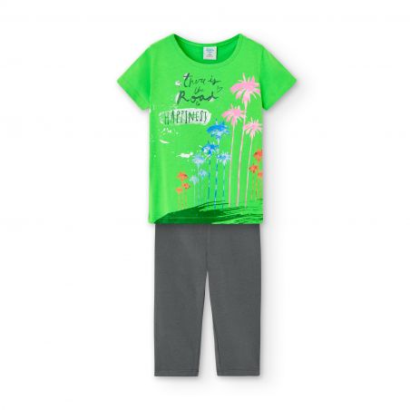 Prévente - Boboli - Ensemble legging et t-shirt parrot green "Neon Wave"