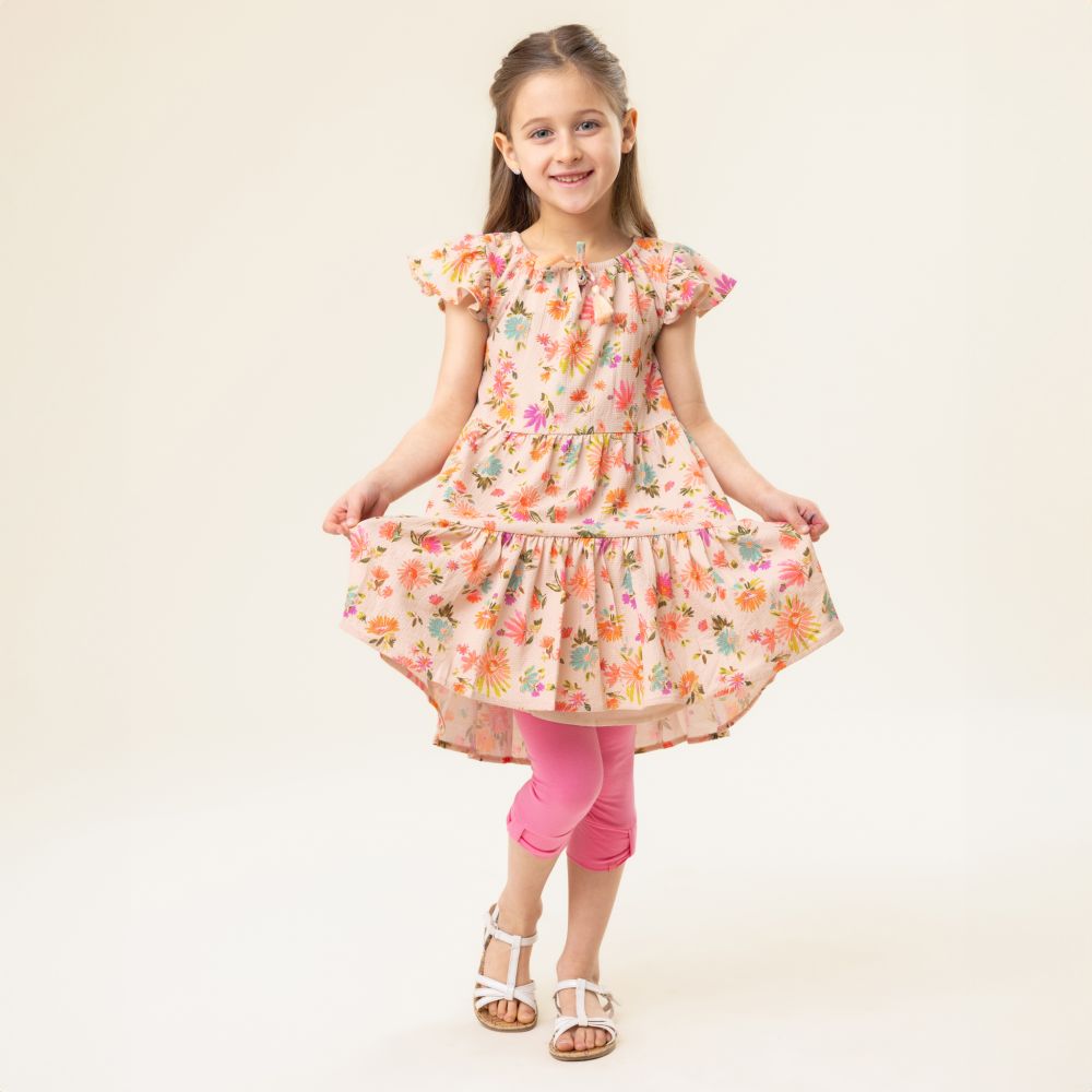 Robe Imprimée Chipie - Taille 10 Ans - Couleur Verte, Style évasé - Occasion Très Bon état