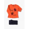 Prévente - Good Vibes - Ens. T-shirt orange et legging marine en molleton