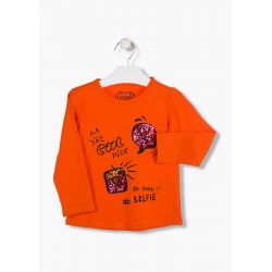 Prévente - Good Vibes - Ens. T-shirt orange et legging marine en molleton