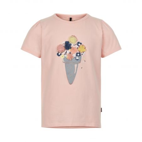 Prévente - Metoo - T-shirt rose chintz appliqué fleurs