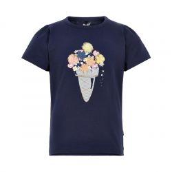 Prévente - Metoo - T-shirt dress blue appliqué fleurs