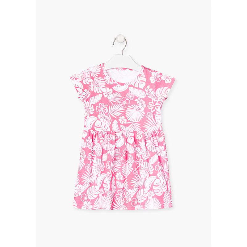 Prévente - Robe rose imprimé tropical
