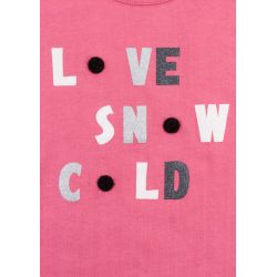 Prévente - Snow - Ens. T-shirt groseille et pantalon en interlock effet pêche gris