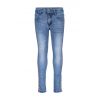 Jeans en denim bleu avec bandes latérales en paillettes