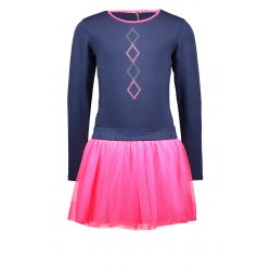 B.Out There - Robe bleu espace avec jupe en tulle knock out pink