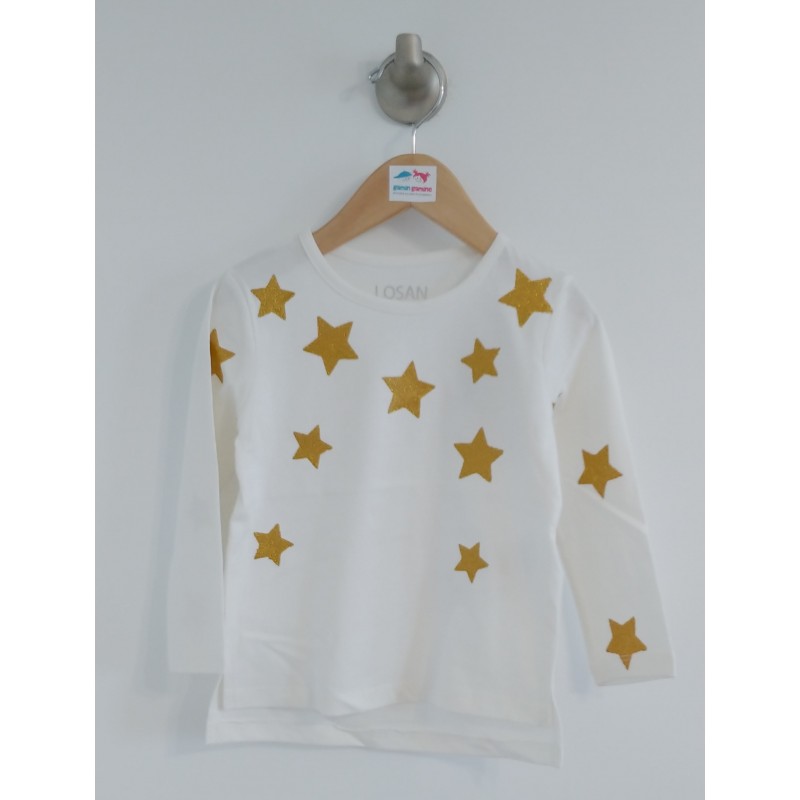 Basic - t-shirt écru avec étoiles or