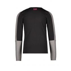 Prévente - B.Trendy - T-shirt noir à manches raglan grises