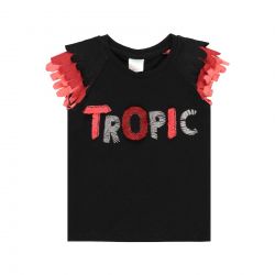 Prévente - Tropic Sunset - T-shirt noir à manches contrastantes
