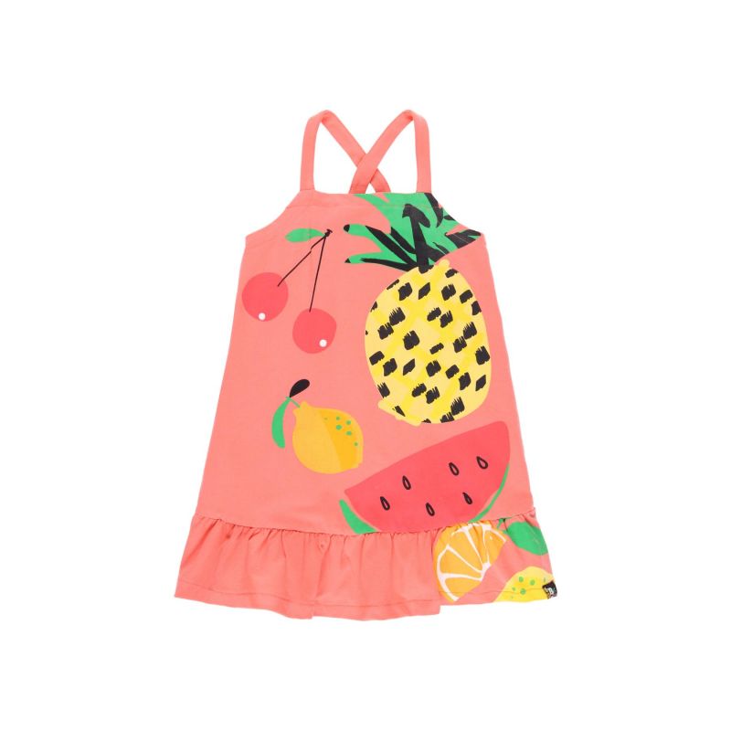 Prévente - Summer Fruits - Robe à bretelles corail