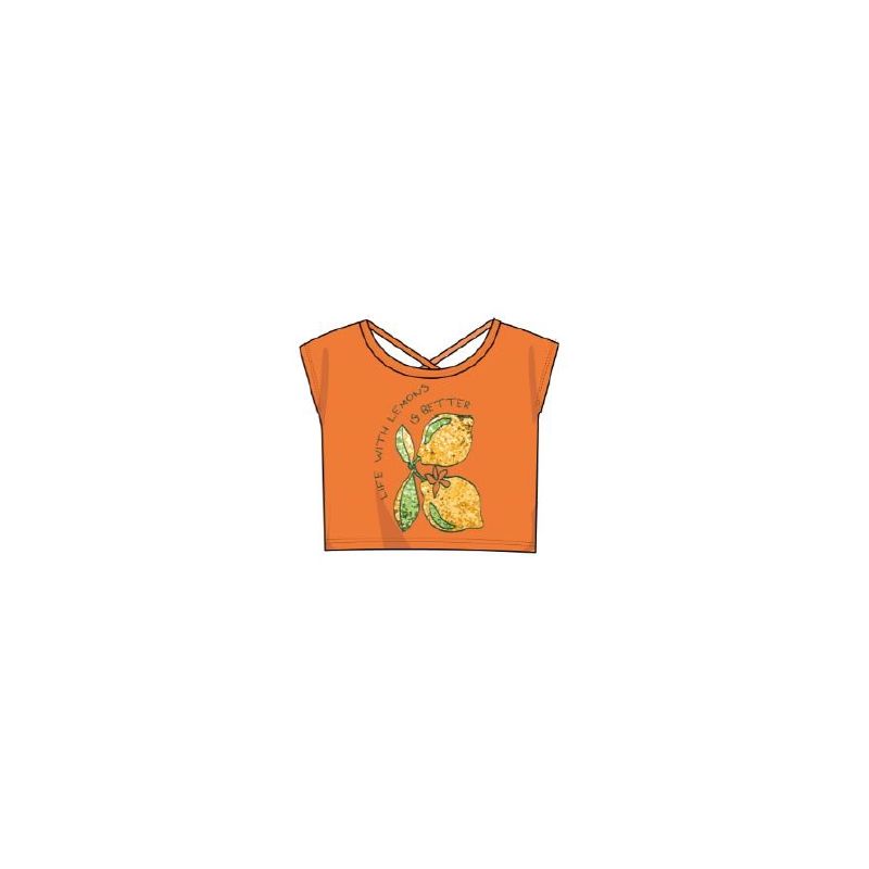 Prévente - T-shirt orange citrons en paillettes