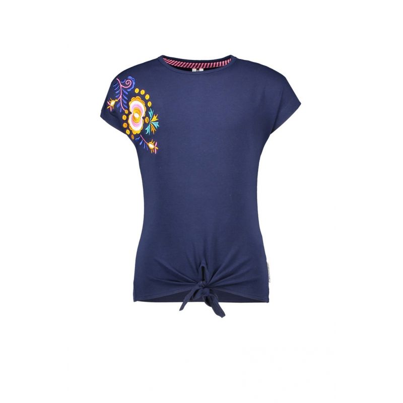 Prévente - B.Curious - T-shirt space blue avec fleur brodée