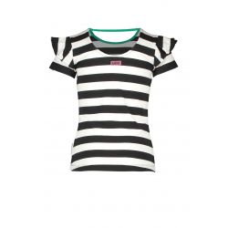 Prévente - B.Cheerful - T-shirt rayé noir avec appliqués