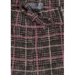 Prévente - Lady Bow - Pantalon à carreaux gris et rose effet laine