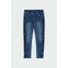 Prévente - Boboli Essentiel - Jeans stretch bleu avec bandes latérales en paillettes
